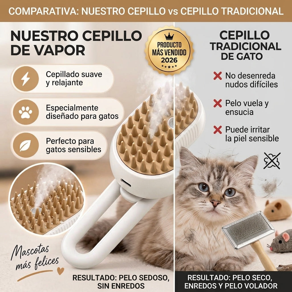 VapoPet™ - Cepillo con Vapor Ultrasuave